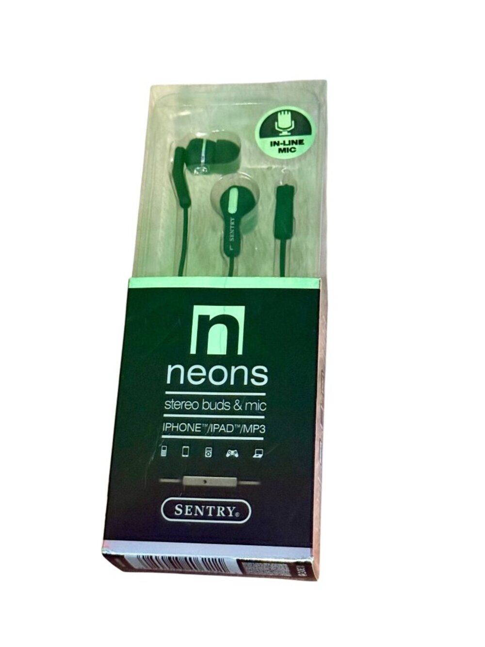 Neons Stereo Earbuds with Mic – New in Package – Black